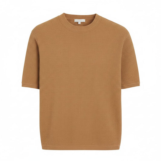CAMEL WAFFLE KNIT T-Shirt