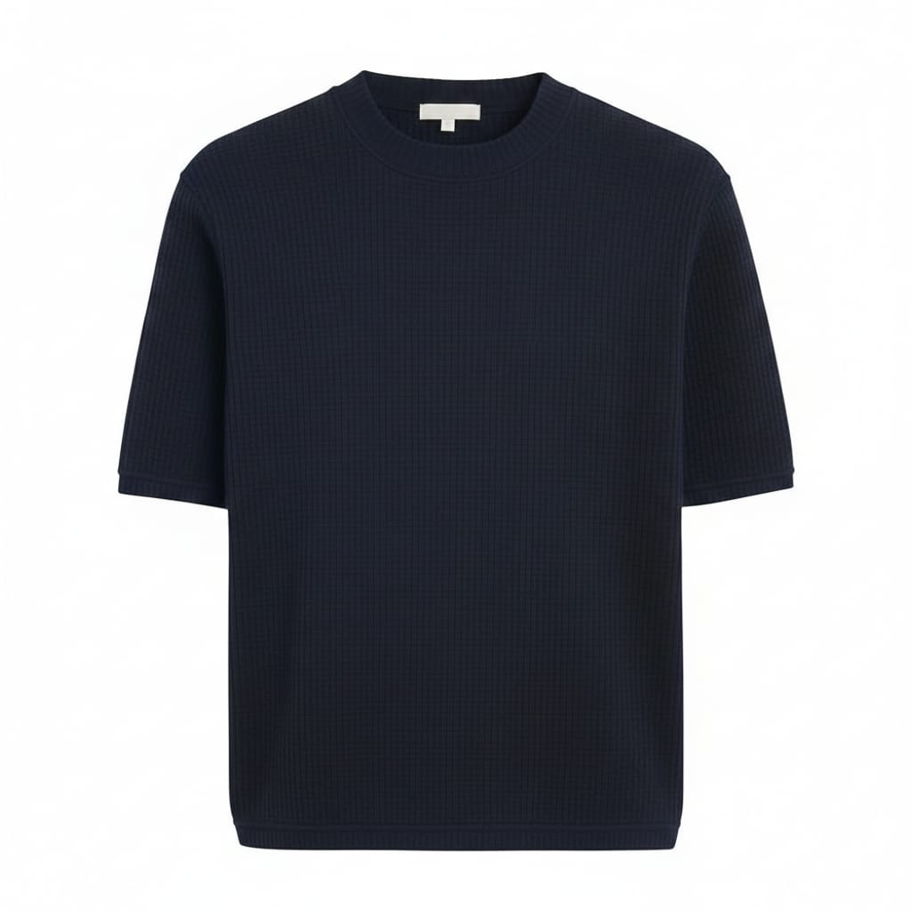NAVY WAFFLE KNIT T-Shirt