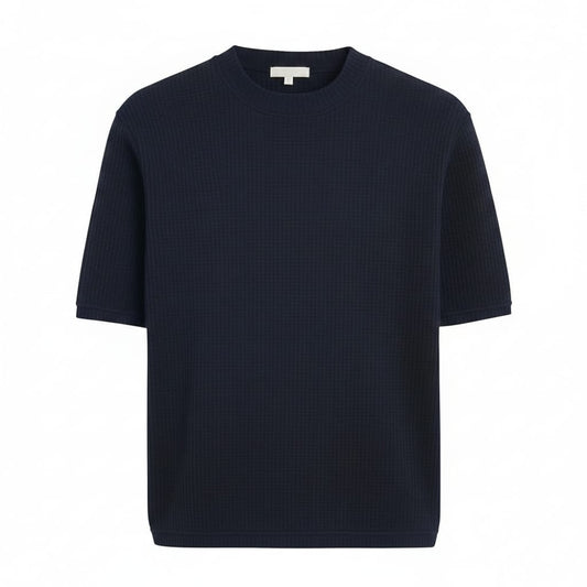 NAVY WAFFLE KNIT T-Shirt