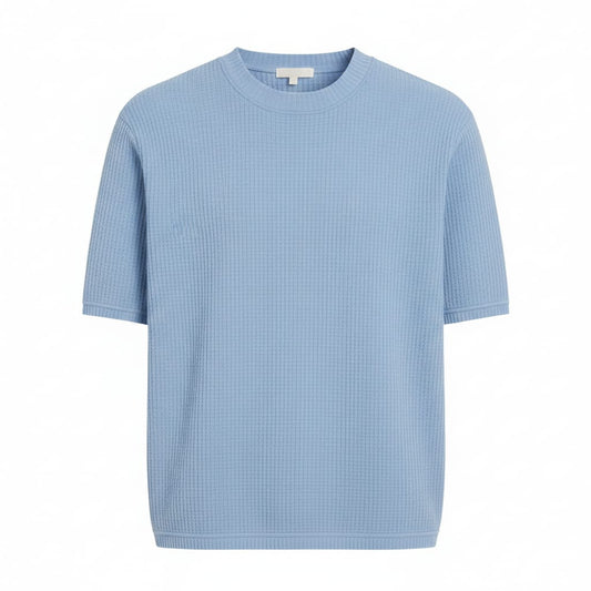 SKY-BLUE WAFFLE KNIT T-Shirt