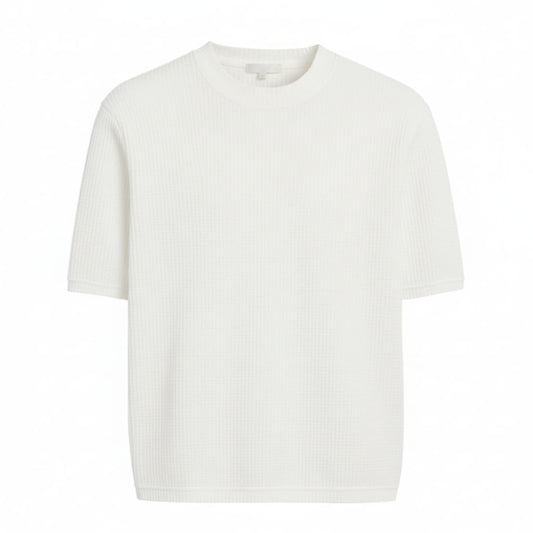 WHITE WAFFLE KNIT T-Shirt